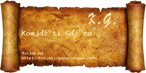 Komjáti Géza névjegykártya